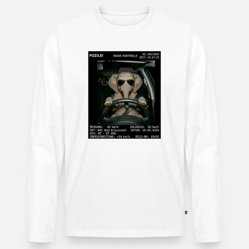 Elefant Geblitzt - Männer Premium Bio Langarmshirt - Weiß