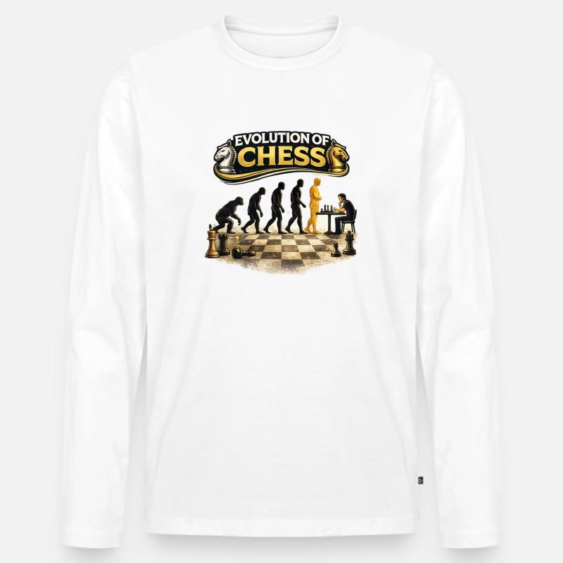 Evolution des Schachs - Männer Premium Bio Langarmshirt - Weiß