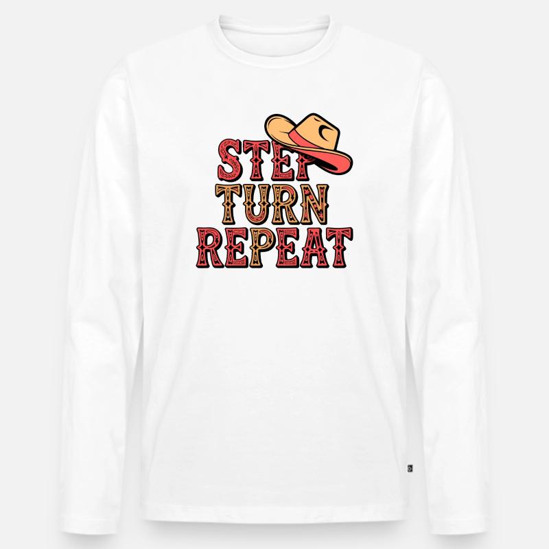 Line Dance Step Turn Repeat - Männer Premium Bio Langarmshirt - Weiß