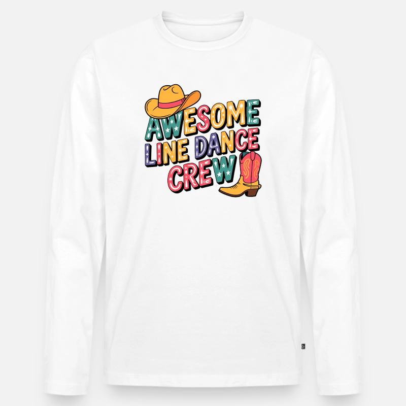Line Dance Crew Western - Männer Premium Bio Langarmshirt - Weiß