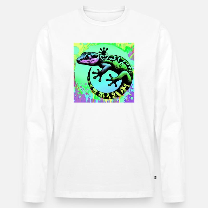 Gecko - Männer Premium Bio Langarmshirt - Weiß