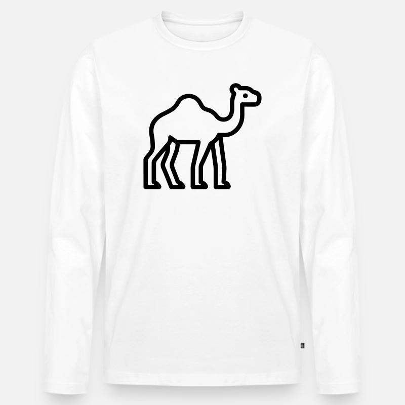 Kamel - Männer Premium Bio Langarmshirt - Weiß