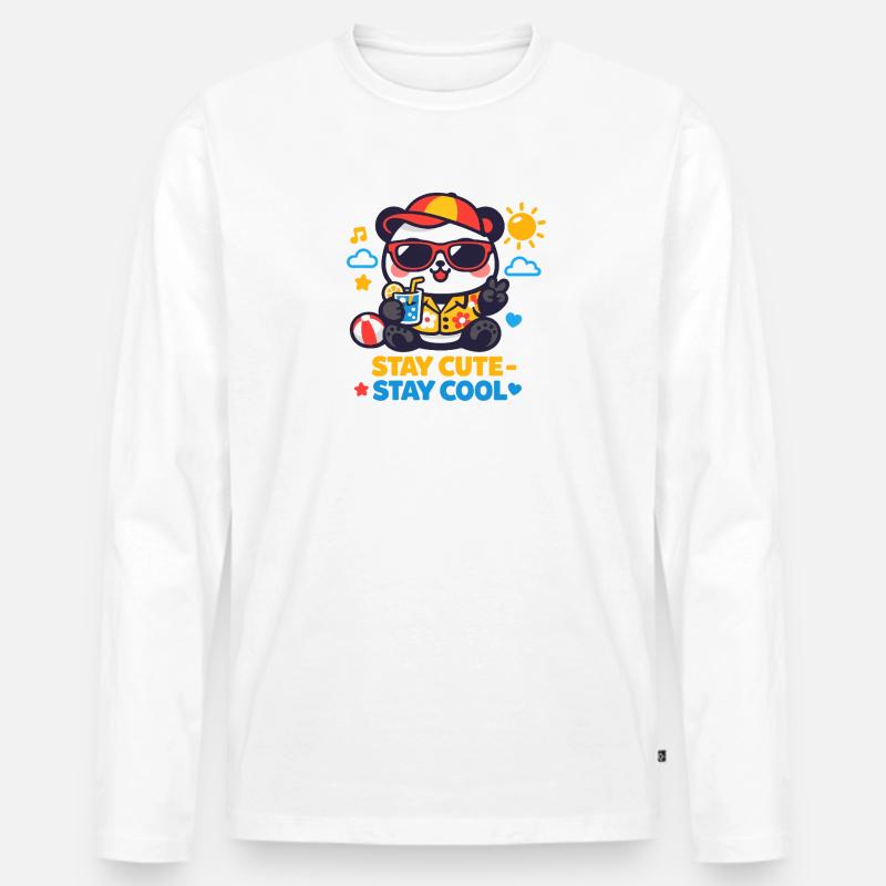 Stay Cute Stay Cool Bär Grafik - Männer Premium Bio Langarmshirt - Weiß