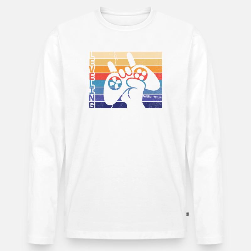 Level-Gamer-Controller - Männer Premium Bio Langarmshirt - Weiß