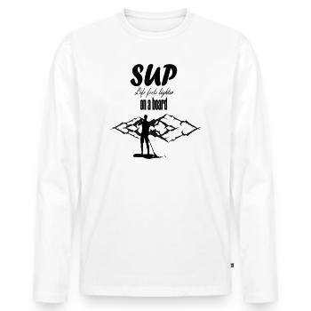 SUP La vie semble plus légère sur un tableau - T-shirt manches longues Premium bio Homme - blanc - Devant - Nico (187cm)