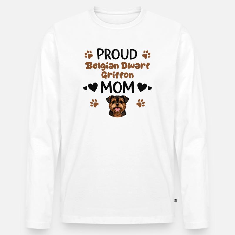 Stolze Griffon Mutter, Belgischer Zwerggriffon - Männer Premium Bio Langarmshirt - Weiß