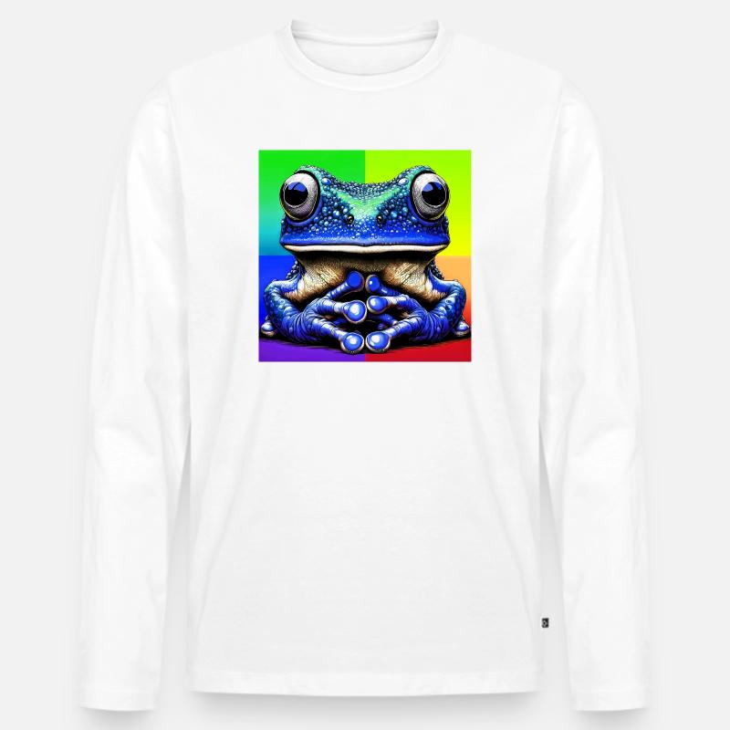 Frosch - Männer Premium Bio Langarmshirt - Weiß