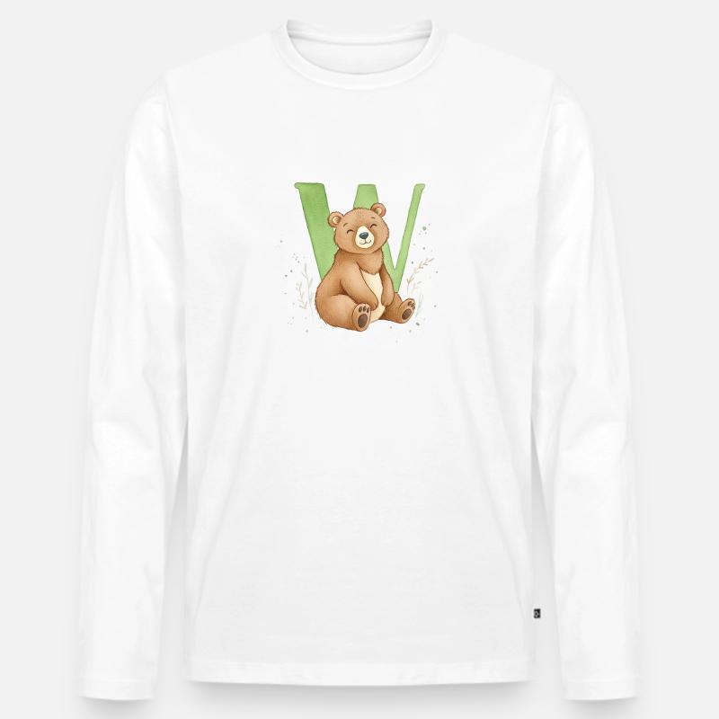Bär mit Buchstabe W - Männer Premium Bio Langarmshirt - Weiß