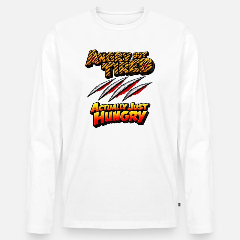 Wütend, aber müde: Tatsächlich hungrig - Männer Premium Bio Langarmshirt - Weiß