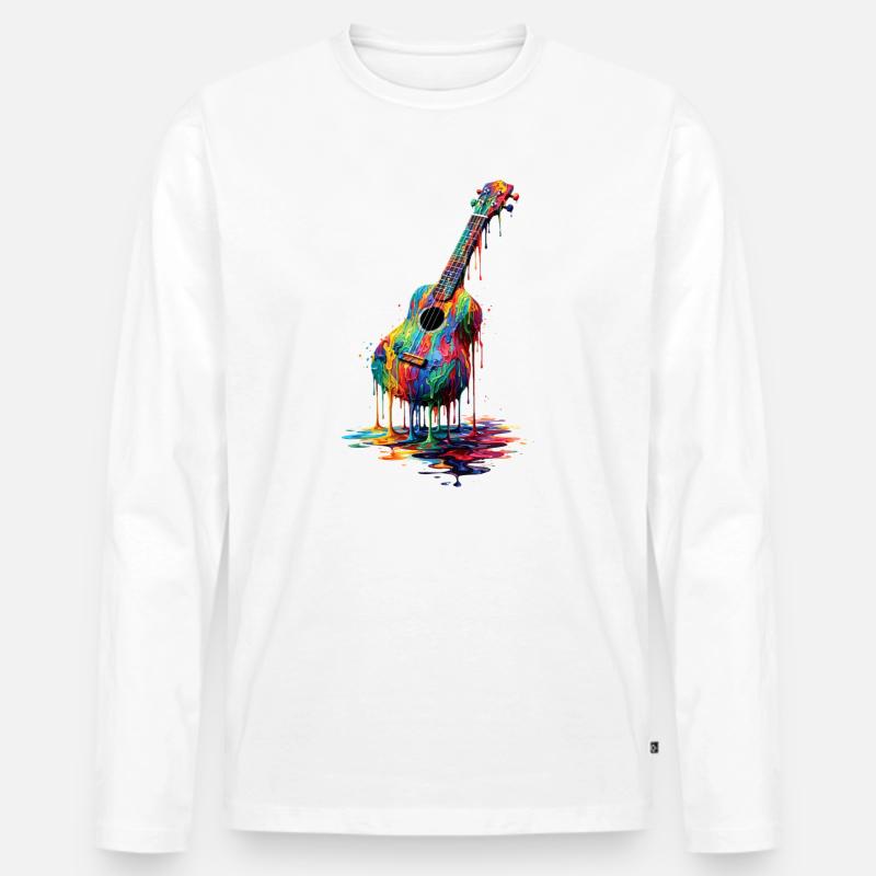 Ukulele with dripping paint - Men's Premium Organic Long Sleeve Shirt - white