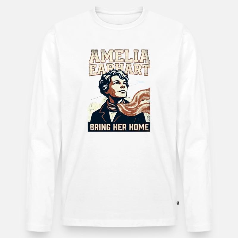 Amelia Earhart – Bring Her Home - Men's Premium Organic Long Sleeve Shirt - white