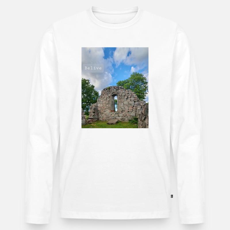 Glauben Sie - Männer Premium Bio Langarmshirt - Weiß