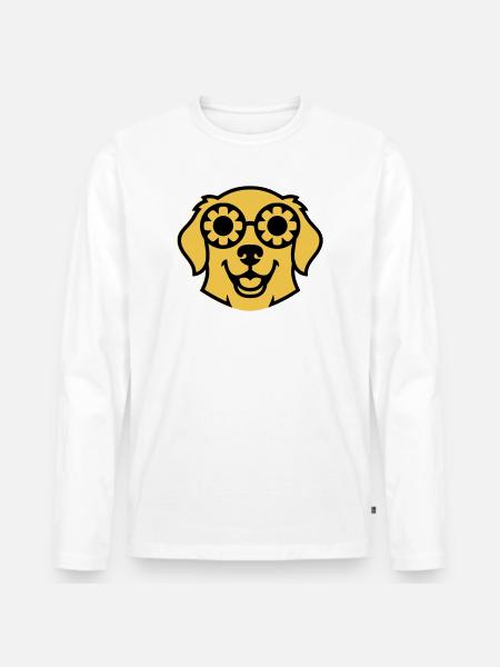 Labrador Flower Glasses Peace Comic - Men's Premium Organic Long Sleeve Shirt - white