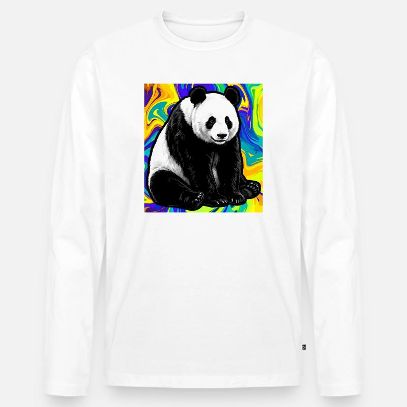 Panda - Männer Premium Bio Langarmshirt - Weiß
