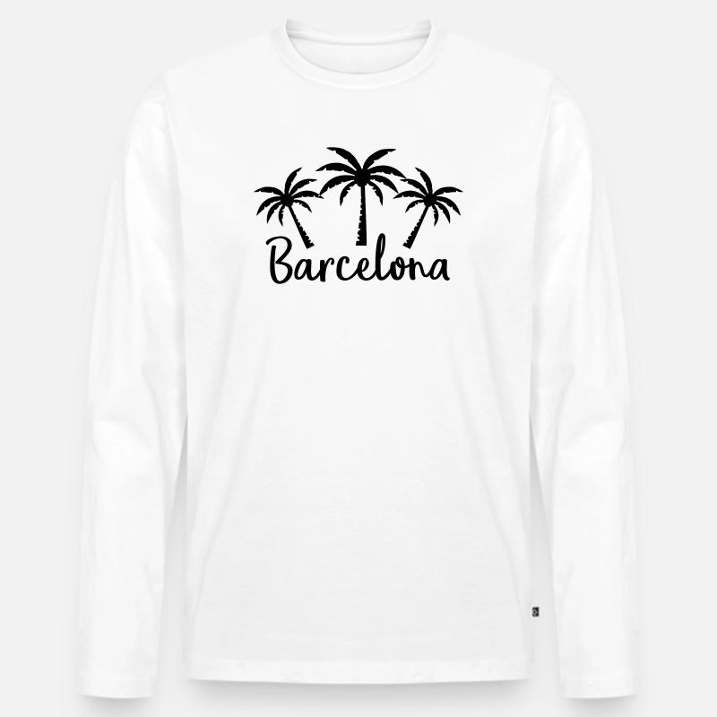 Barcelone - Männer Premium Bio Langarmshirt - Weiß