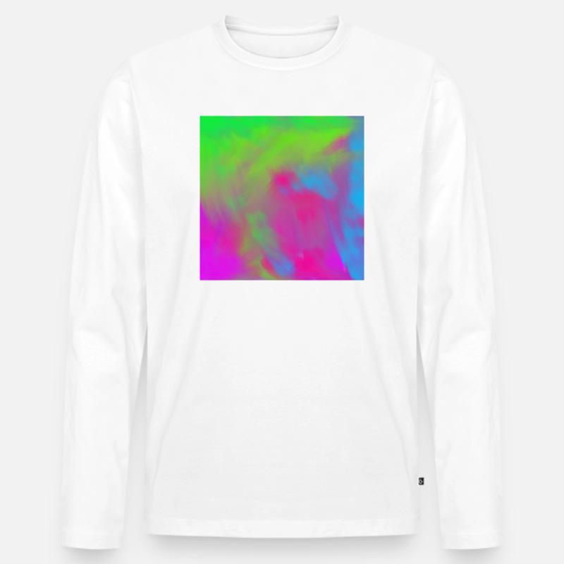 Lebendiger Neon-Tie-dye-Farbverlauf Burst - Männer Premium Bio Langarmshirt - Weiß