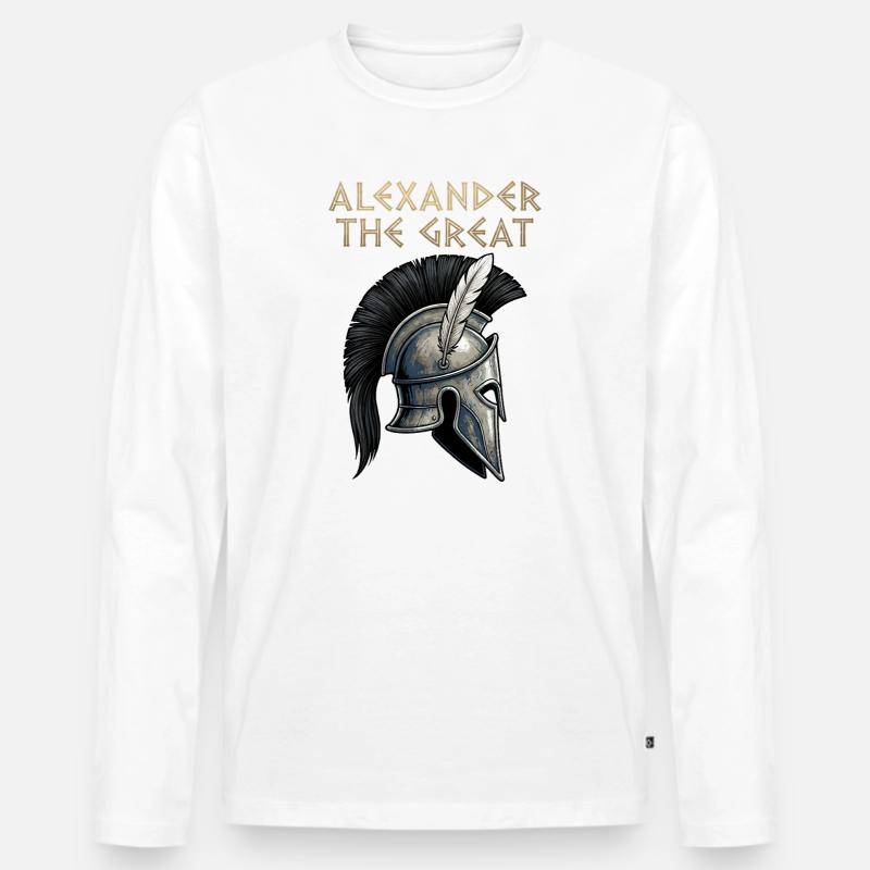 Alexander der Große Kriegerhelm - Männer Premium Bio Langarmshirt - Weiß