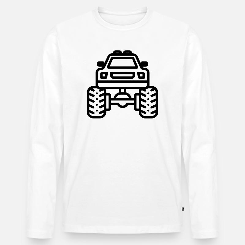 Monstertruck - Männer Premium Bio Langarmshirt - Weiß