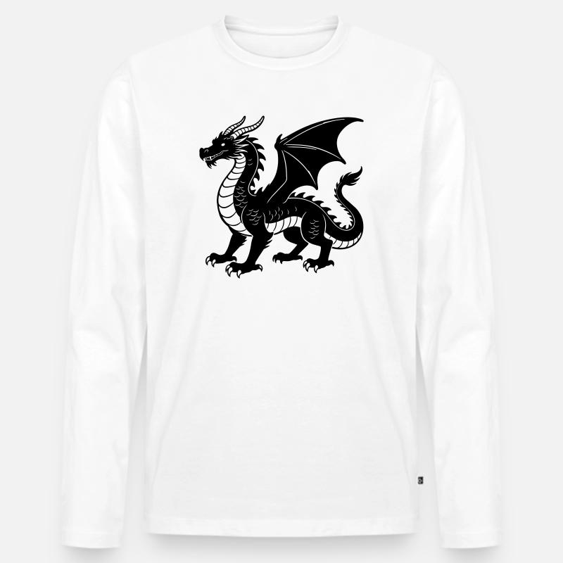 Drache - Männer Premium Bio Langarmshirt - Weiß