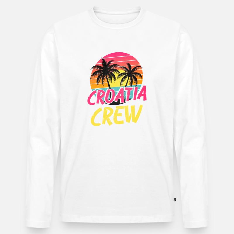 Croatia Crew - Männer Premium Bio Langarmshirt - Weiß