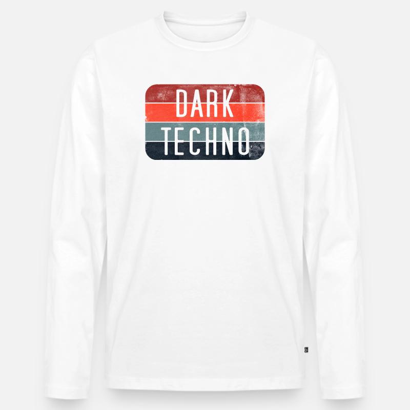 Dunkles Techno-Retro-Logo T-Shirt - Männer Premium Bio Langarmshirt - Weiß