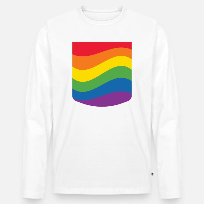 Rainbow Wave Pride Flag Minimal Design - Men's Premium Organic Long Sleeve Shirt - white