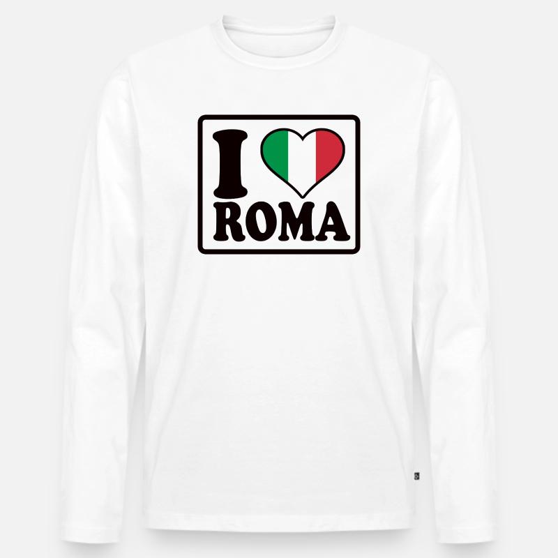 I love Roma, Rom - Männer Premium Bio Langarmshirt - Weiß