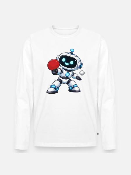 Robot Table Tennis - Men's Premium Organic Long Sleeve Shirt - white