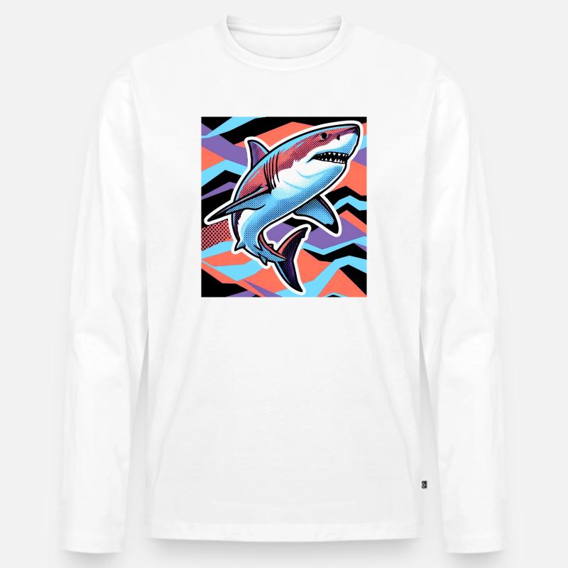 Hai - Männer Premium Bio Langarmshirt - Weiß