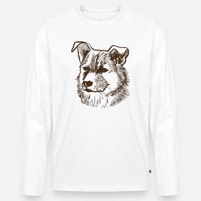 Cane - Maglia a manica lunga ecologica premium da uomo - bianco