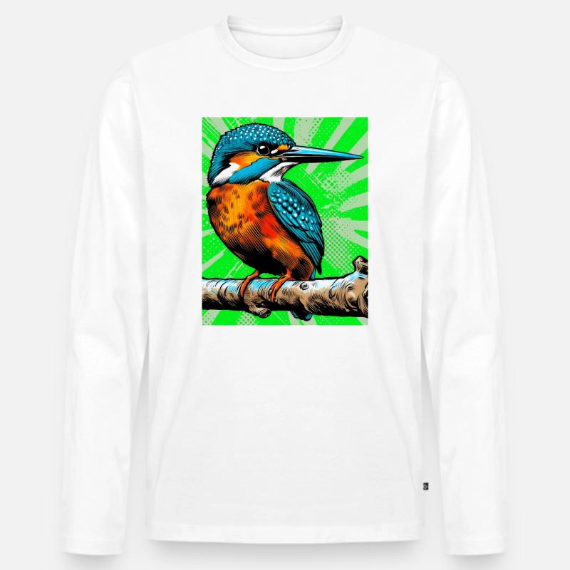 Eisvogel - Männer Premium Bio Langarmshirt - Weiß