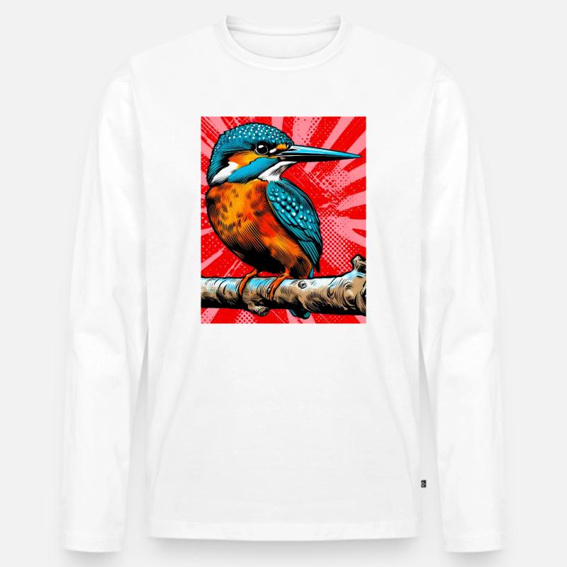 Eisvogel - Männer Premium Bio Langarmshirt - Weiß