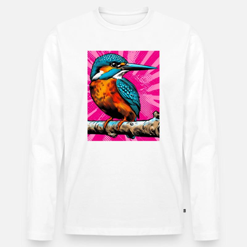 Eisvogel - Männer Premium Bio Langarmshirt - Weiß