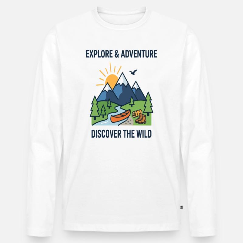 Abenteuer entdecken Entdecken Sie das Wildkanu - Männer Premium Bio Langarmshirt - Weiß