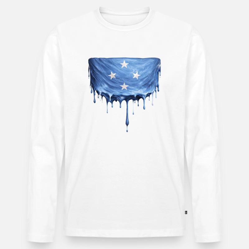 Micronesia tropfende Flagge - Männer Premium Bio Langarmshirt - Weiß