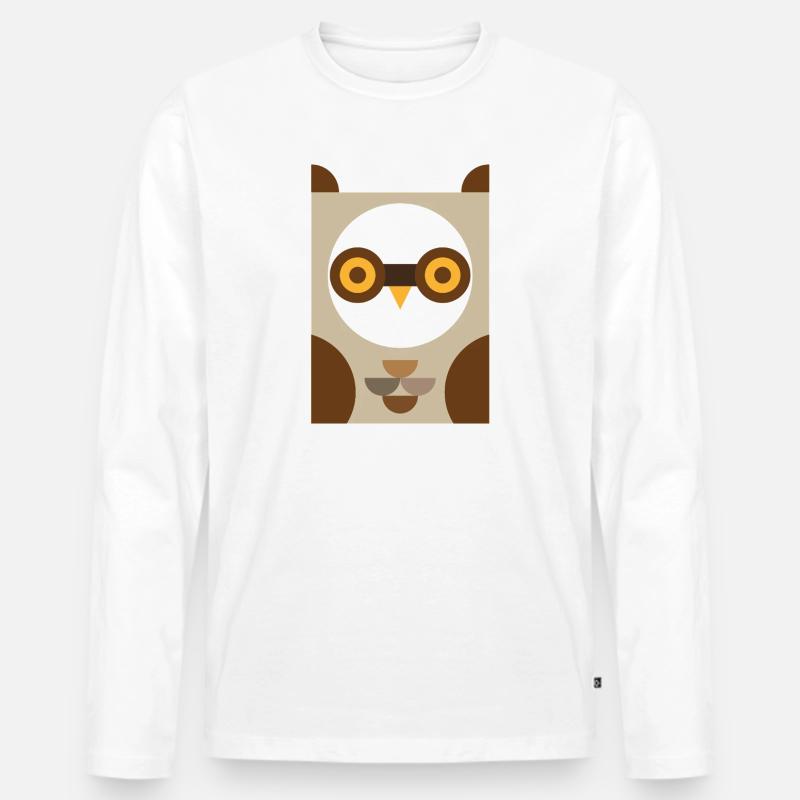 Eule - Männer Premium Bio Langarmshirt - Weiß