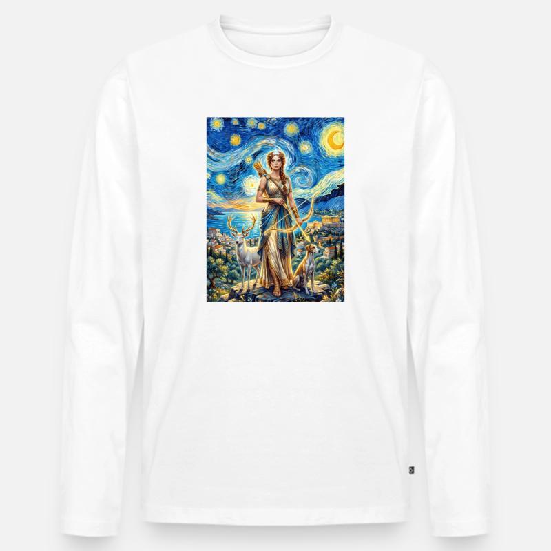 Artemis Sternennacht - Männer Premium Bio Langarmshirt - Weiß
