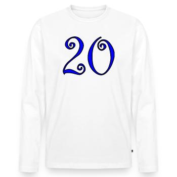 20. 20th ANNIVERSARY. 20 YEARS ANNIVERSARY. 20 YEARS. - Men's Premium Organic Long Sleeve Shirt - white - Front - Nico (187cm)