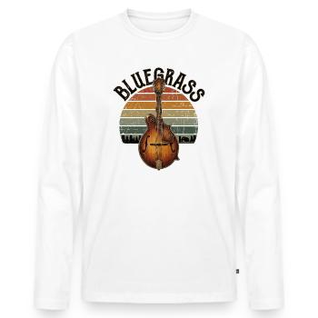 Retro Vintage Bluegrass Mandoline Bluegrass Musik - Männer Premium Bio Langarmshirt - Weiß - Vorne - Nico (187cm)