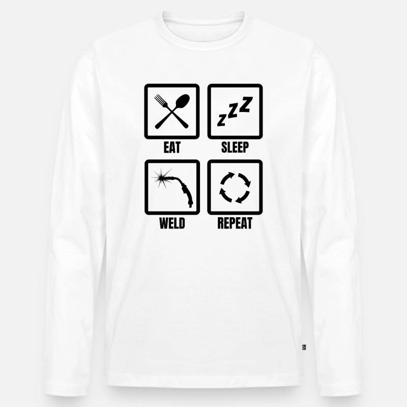 Schweißer Routine - Männer Premium Bio Langarmshirt - Weiß