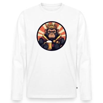 Bière de singe drôle - T-shirt manches longues Premium bio Homme - blanc - Devant - Nico (187cm)