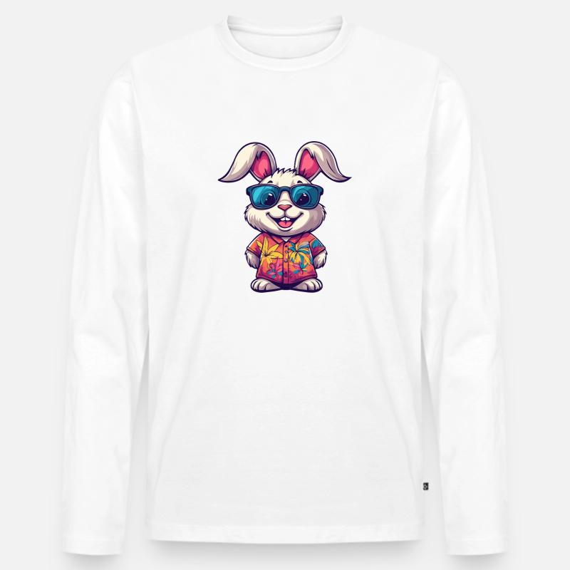 Hase Comic Urlaub - Männer Premium Bio Langarmshirt - Weiß