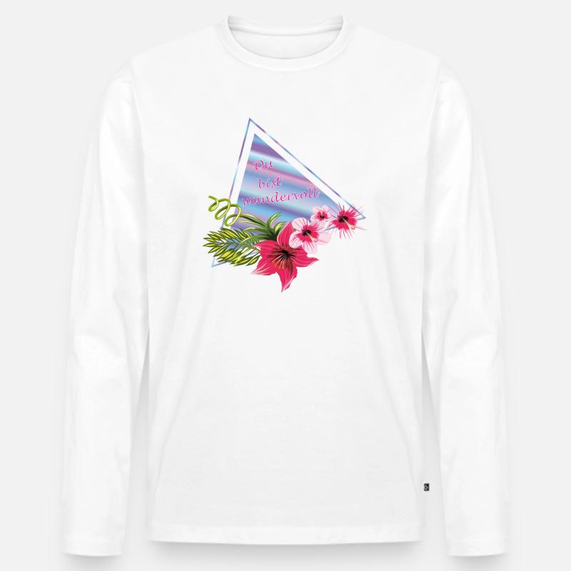 Du bist wundervoll  - Männer Premium Bio Langarmshirt - Weiß