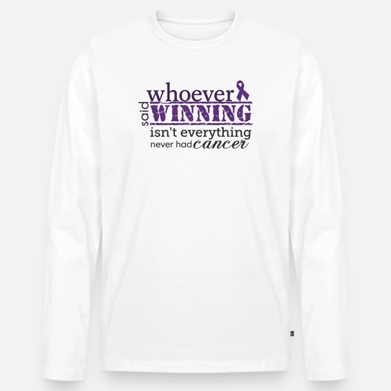 Gewinnen ist alles Krebsbewusstsein - Männer Premium Bio Langarmshirt - Weiß