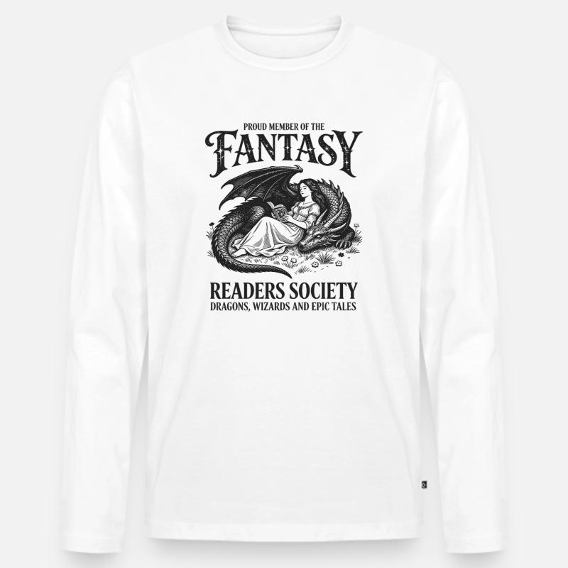 Fantasy Leserschaft Drachen und Magier - Männer Premium Bio Langarmshirt - Weiß