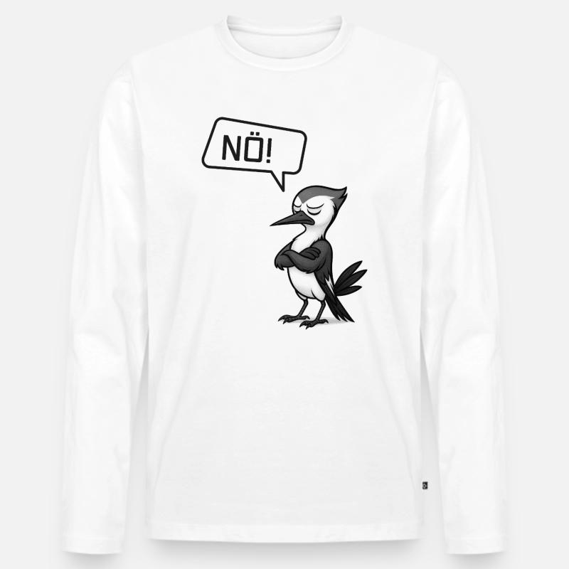 Nö! Specht – Sturer Vogel macht Pause - Männer Premium Bio Langarmshirt - Weiß