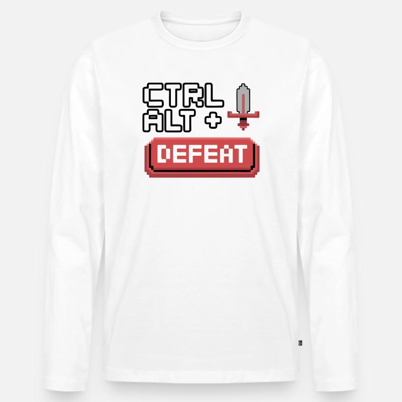 Strg Alt Entfernen Pixel Design - Männer Premium Bio Langarmshirt - Weiß