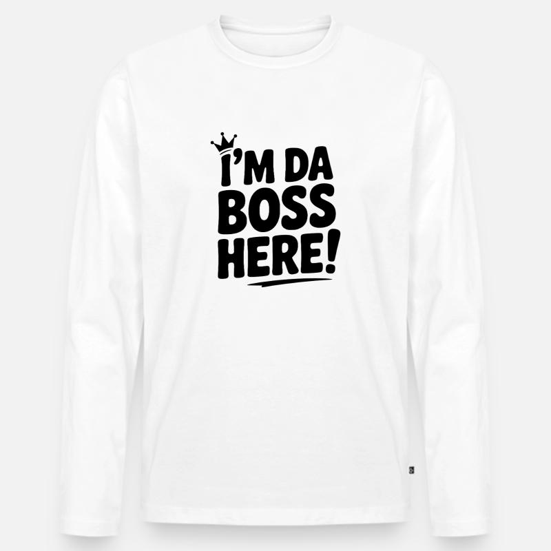 Ich bin hier! - Männer Premium Bio Langarmshirt - Weiß