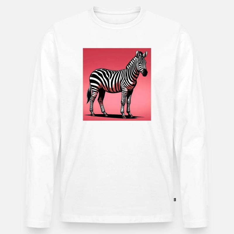 Zebra - Männer Premium Bio Langarmshirt - Weiß