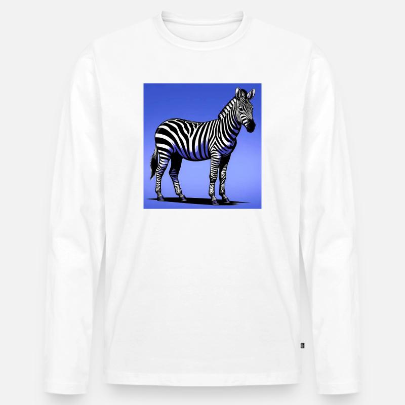 Zebra - Männer Premium Bio Langarmshirt - Weiß